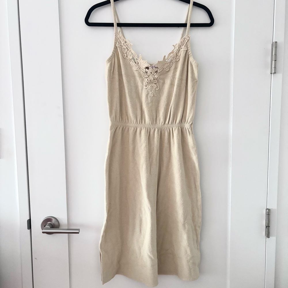 Calypso Cotton Terry Sand Lace-Trim Beach Cover Up Dress Size XS NWT